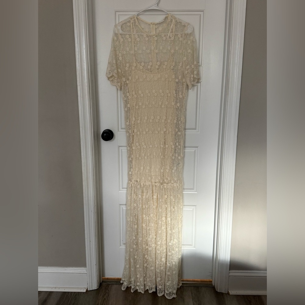 MARBLE Cream Floral Maxi Dress